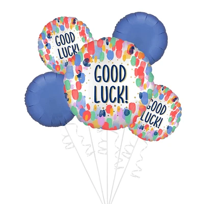 Painterly Dots Good Luck Foil Balloon Bouquet, 5pc