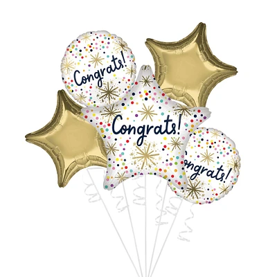 Confetti Sprinkle Congrats Foil Balloon Bouquet, 5pc