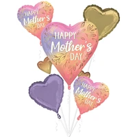 Premium Botanical Mother's Day Foil Balloon Bouquet with Balloon Weight, 13pc