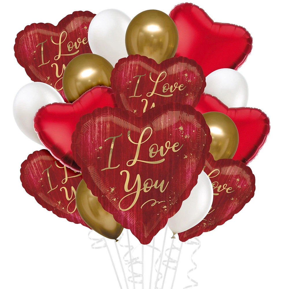 Deluxe Rouge Valentine's Day Foil & Latex Balloon Bouquet, 16pc