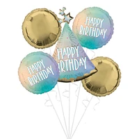 Pastel Dream Birthday Foil Balloon Bouquet, 5pc