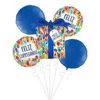 Painterly Dots Cumpleaños Foil Balloon Bouquet, 5pc