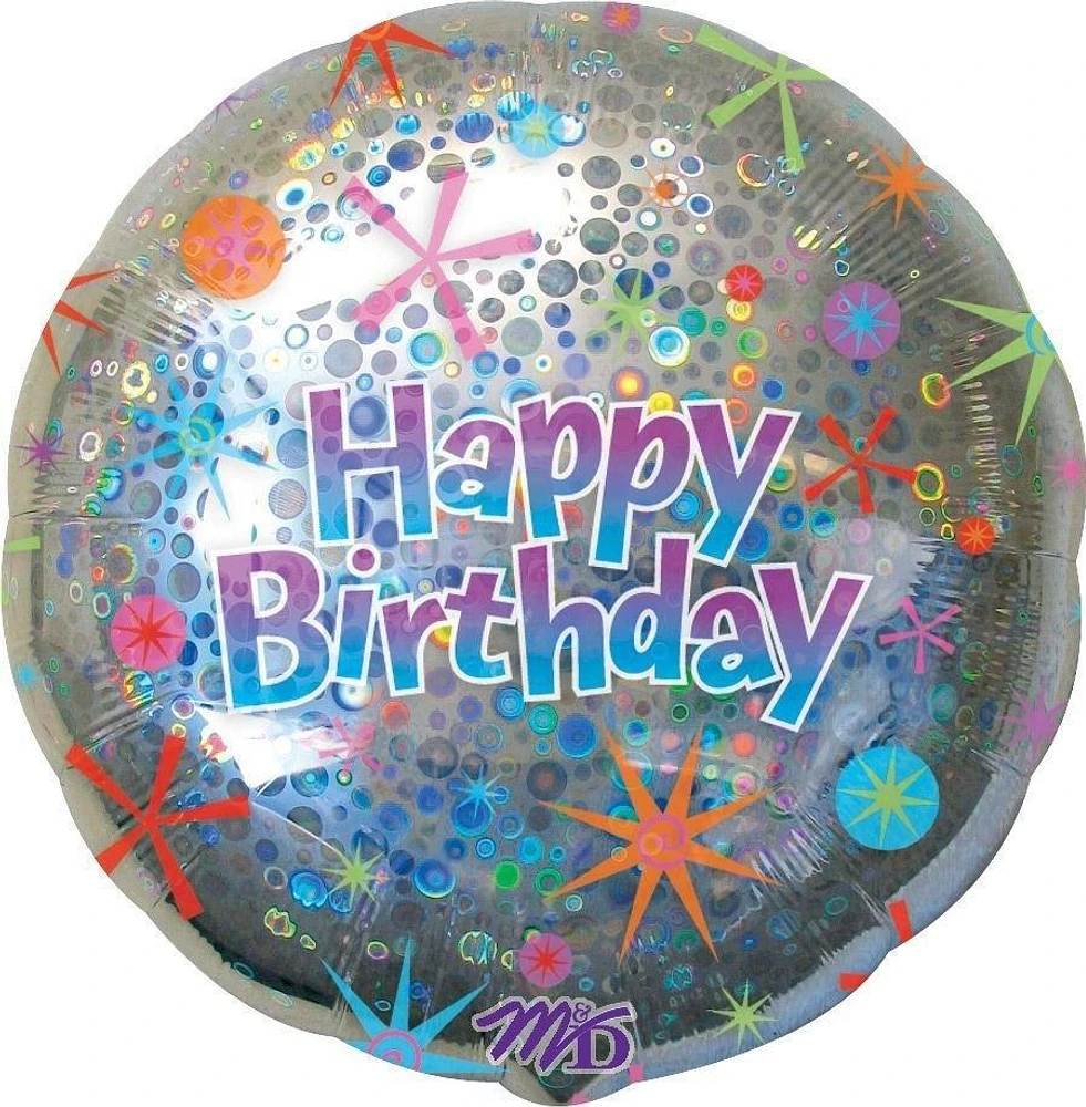 Holographic Birthday Foil Balloon Bouquet, 5pc
