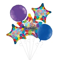 Balloon Bash Birthday Foil Balloon Bouquet, 5pc
