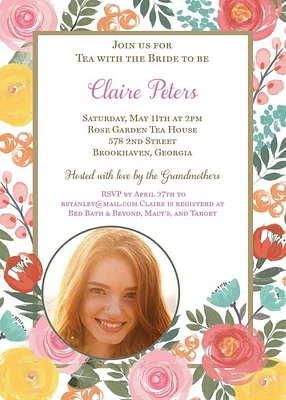 Custom Bright Floral Photo Invitations