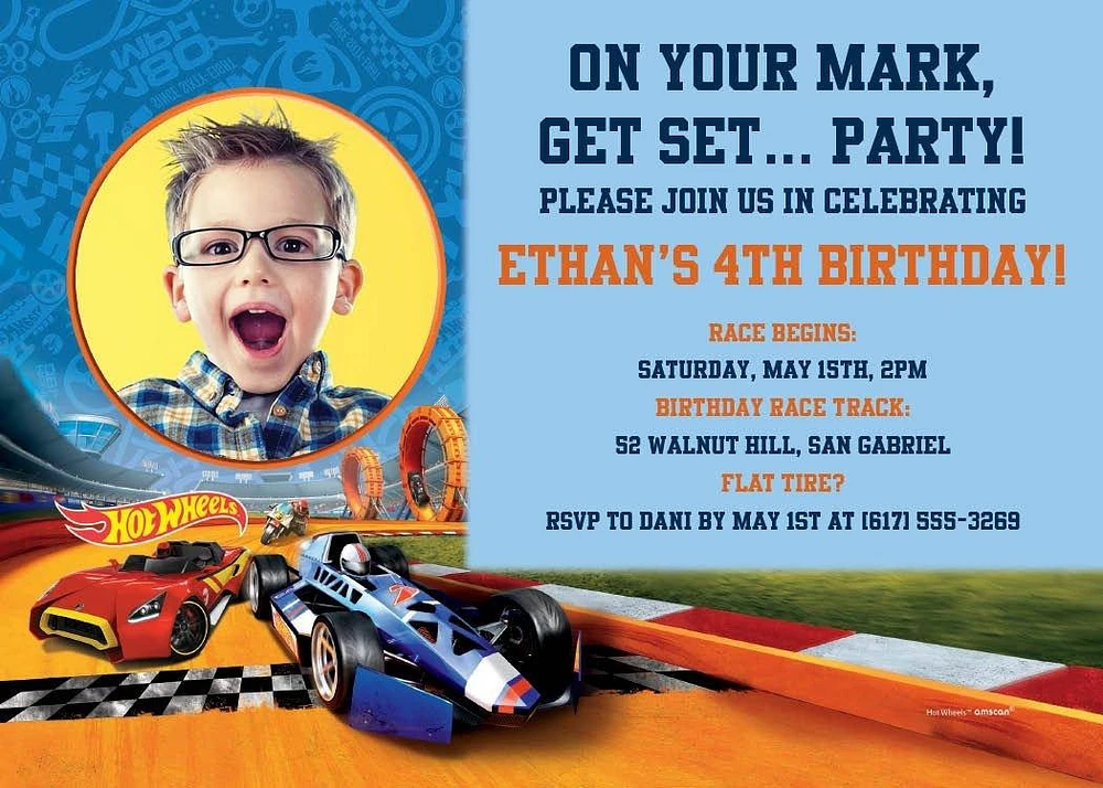 Custom Hot Wheels Wild Racer Photo Invitations