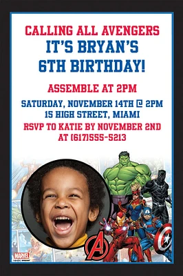 Custom Marvel Powers Unite Photo Invitations