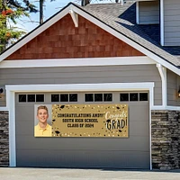 Custom Gold Hats Off Graduation Photo Horizontal Banner