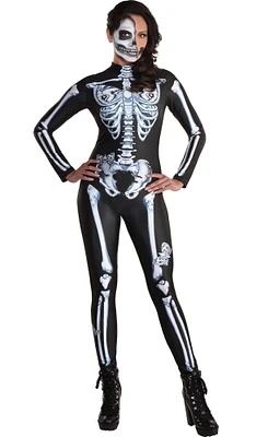 Black & Skeleton Catsuit with Butterflies for Adults