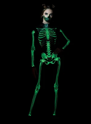 Glow-in-the-Dark Skeleton Catsuit for Adults