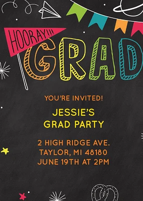 Custom Elementary School Chalkboard Graduation Invitations