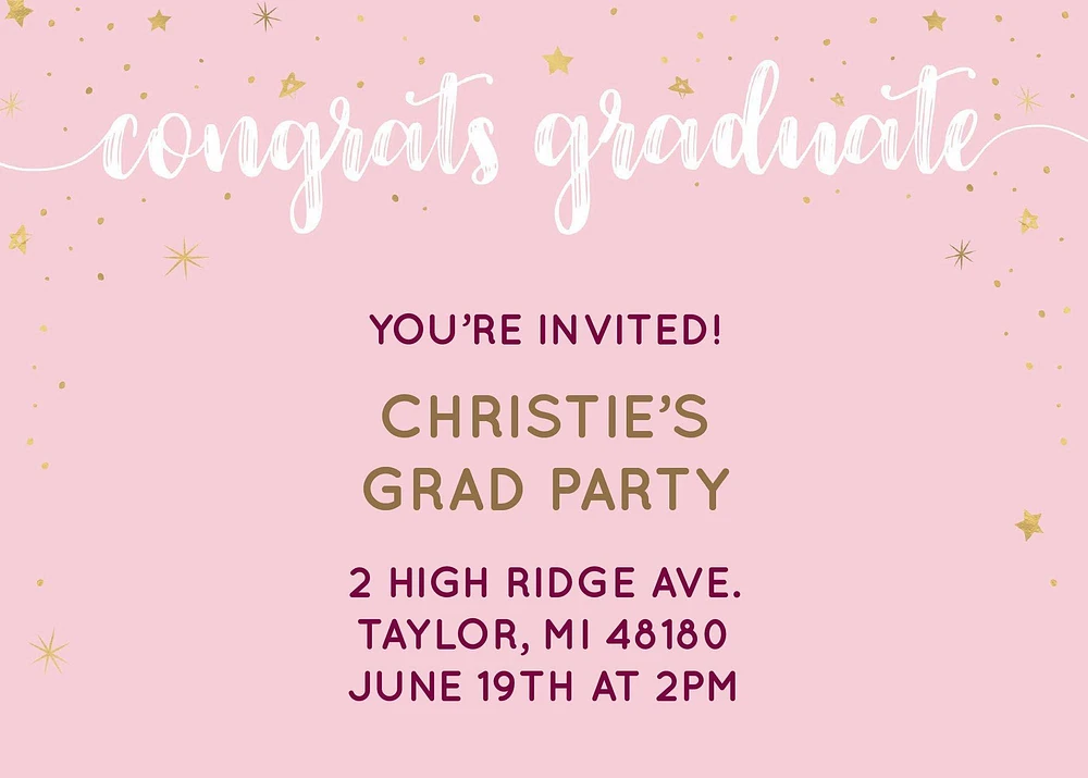 Custom Pink Graduation Invitations