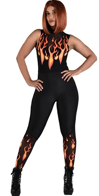 Adult Flaming Devil Catsuit