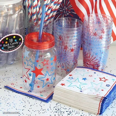 Patriotic Red, White & Blue Stars Plastic Cups 40ct