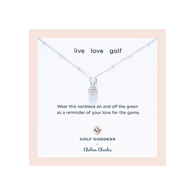 CC Sport Silver Golf Ball Charm Necklace for Little Girls & Tweens