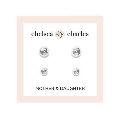 CC Sport Mother & Daughter Silver Tennis Ball Earring Set