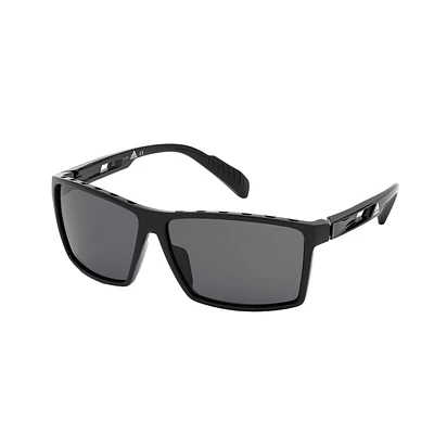 Injected Sport Vented Square Frame Sunglasses w/ Smoke Polarized Lens