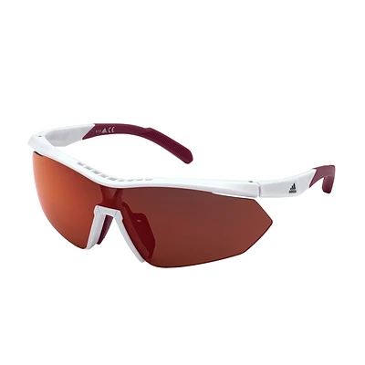 Injected Sport Semi-Rimless Shield Sunglasses w/ Roviex Mirror Lens