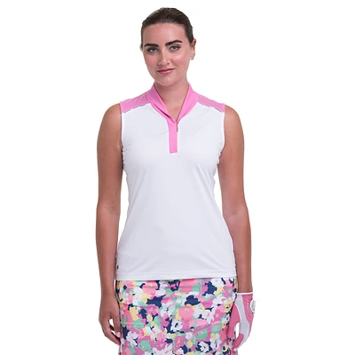 Hope Springs Eternal Collection: Shawl Collar Sleeveless Polo Top