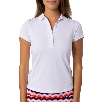 Ruffled Short Sleeve Stretch Polo