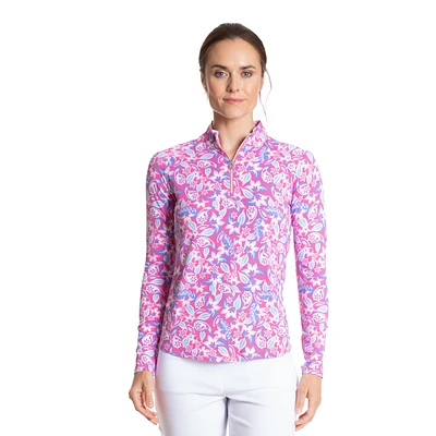 Floral Sun Protection Quarter Zip Pull Over