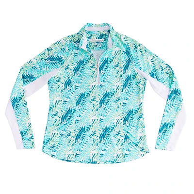 Tropical Floral Women's Textured Quarter Zip Pull Over