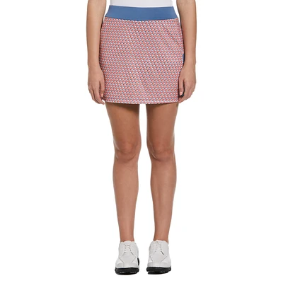 Geometric Fish Print Side Blocked 16" Golf Skort