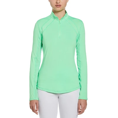 Solid Sun Protection Long Sleeve Quarter Zip Pull Over