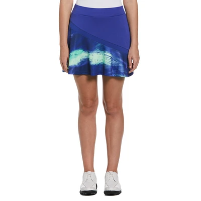 Brushed Abstract Print 16" Flounce Skort