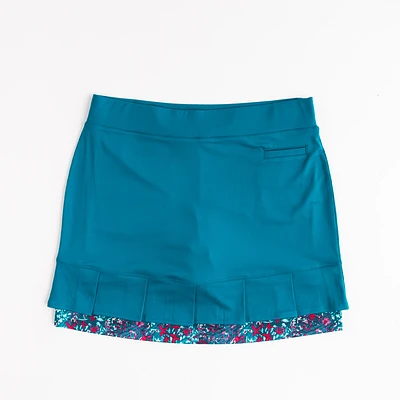 Floral Trim Pleated Back 16.5" Skort