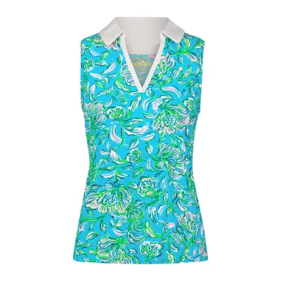 Imara Floral Pique Sleeveless Polo Shirt