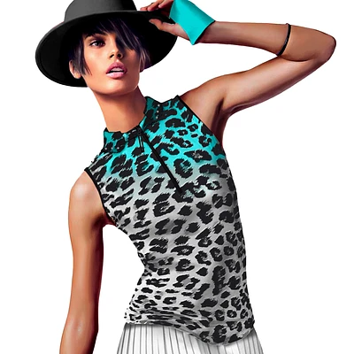 Jungle Sunrise Leopard Print Sleeveless Top