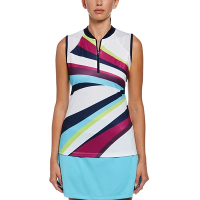 Bold Stripe Sleeveless Quarter Zip Top