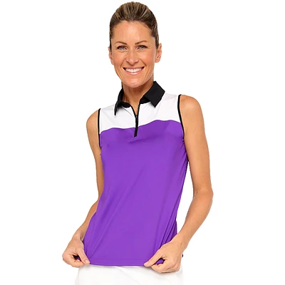 Panther Color Block Sleeveless Polo Shirt