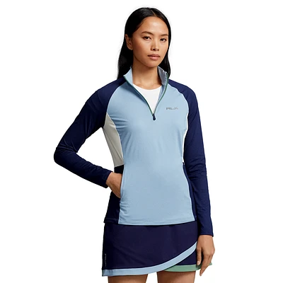 Color-Blocked Jersey Quarter Zip Pullover