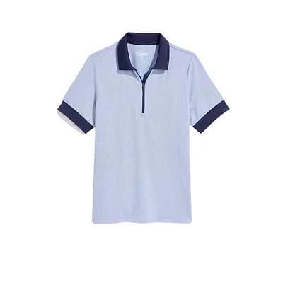 Striped Pique Contrast Polo