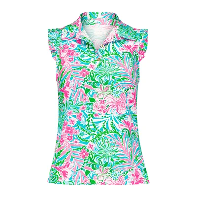 Frida Leaf It Wild Sleeveless Polo Shirt