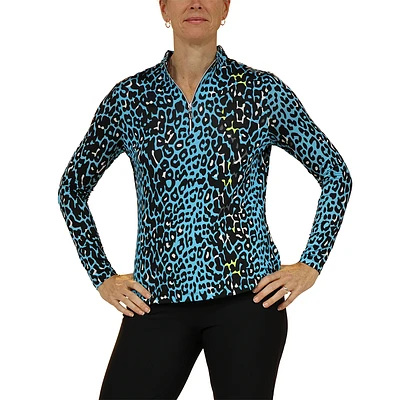 Leopard Print Quarter Zip Pull Over