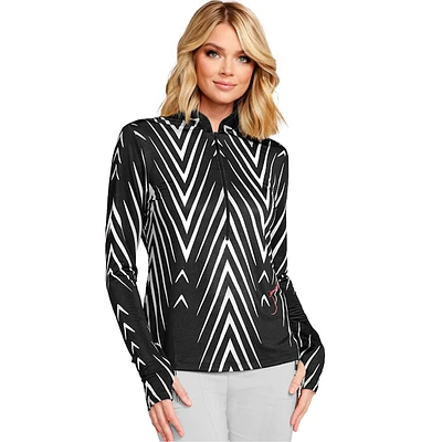 Darts Chevron Short Sleeve Quarter Zip Top