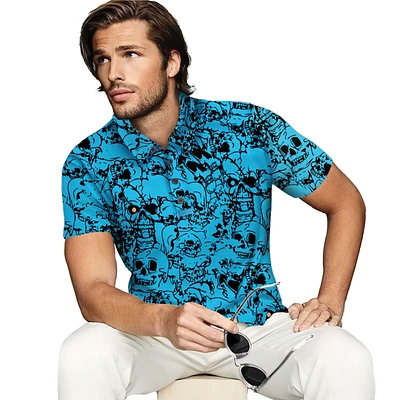 Skull Print Polo