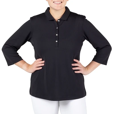 Women's 3/4 Sleeve Textured Long Polo