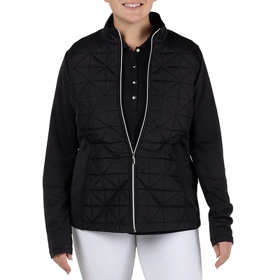 Mixed Media Quilted Full Zip Jacket