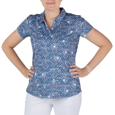 Leaf Print Short Sleeve Polo Shirt