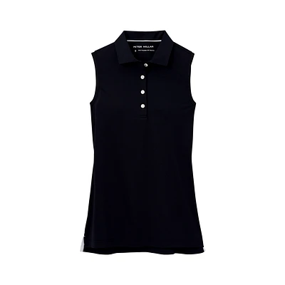 Banded Button Up Sleeveless Polo Shirt