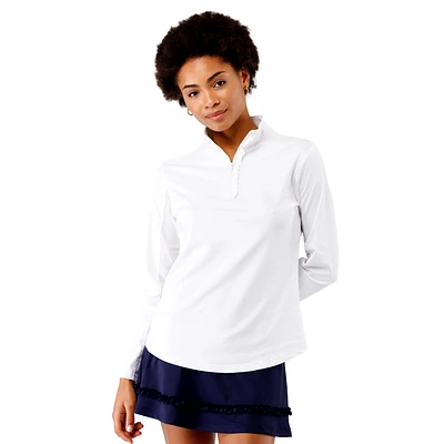 Ava Ruffled Quarter Zip Pull Over