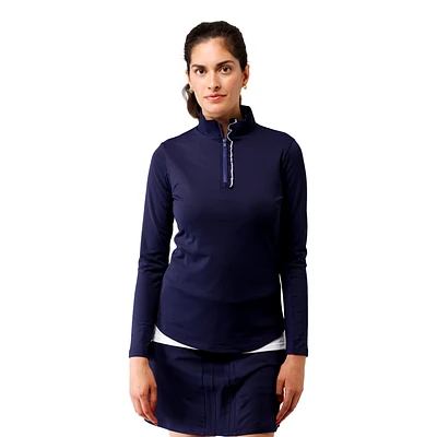 Ava Ruffled Quarter Zip Pull Over