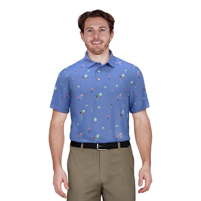 Flamingo Print Golf Polo