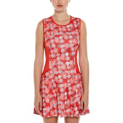 Playful Floral Print Sleeveless Golf Dress