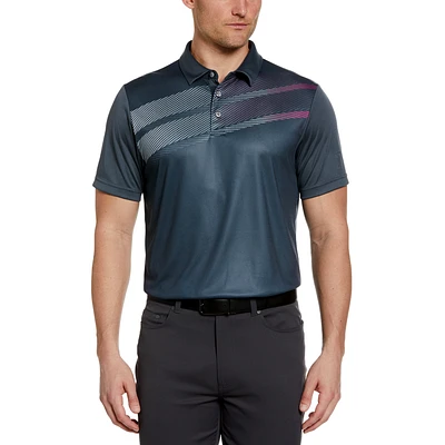 Asymmetric Gradient Print Golf Polo