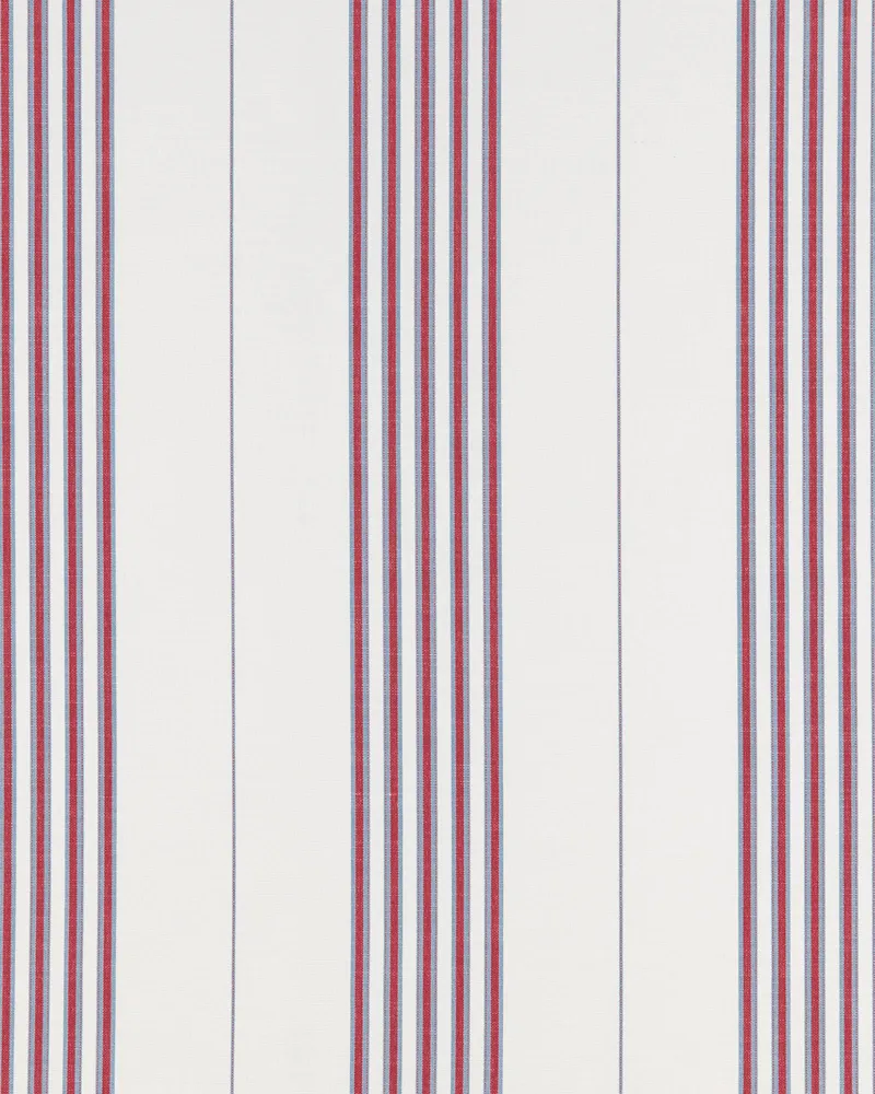 Fabric by the Yard - Perennials Lake Stripe - White/Lobster